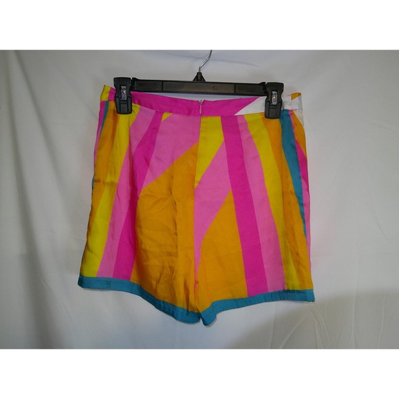 Julie Brown‎ NYC Geometric Stripe Skort Women Size 2 Pink Yellow Blue - Picture 2 of 3